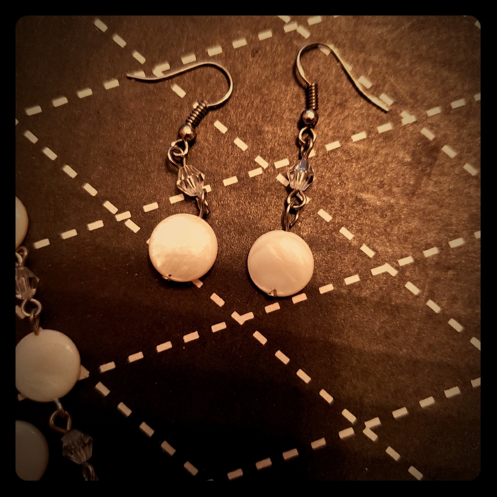 free White stone layered necklace set